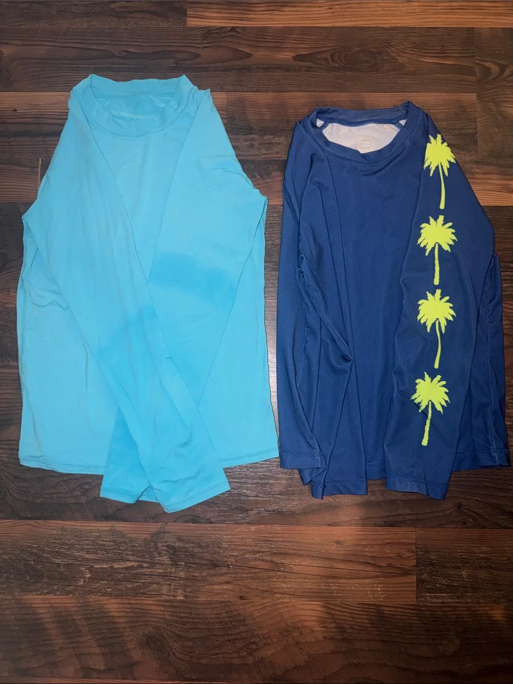 Kids Long Sleeve Rash Guard Swim Shirt - Blue & Navy (Set of 2)